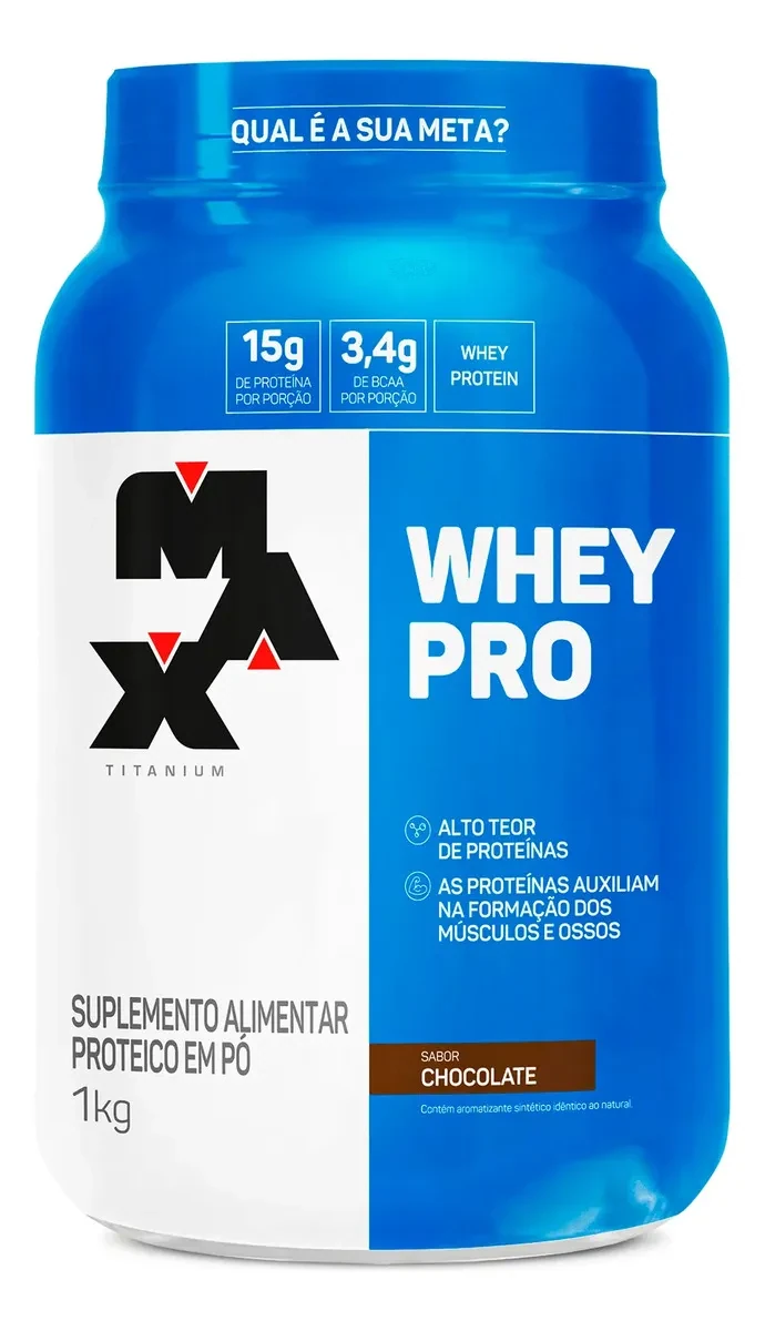 Proteína Max Titanium Whey Pro Concetrado em pó sabor Chocolate x 1kg — foto 1 de 5